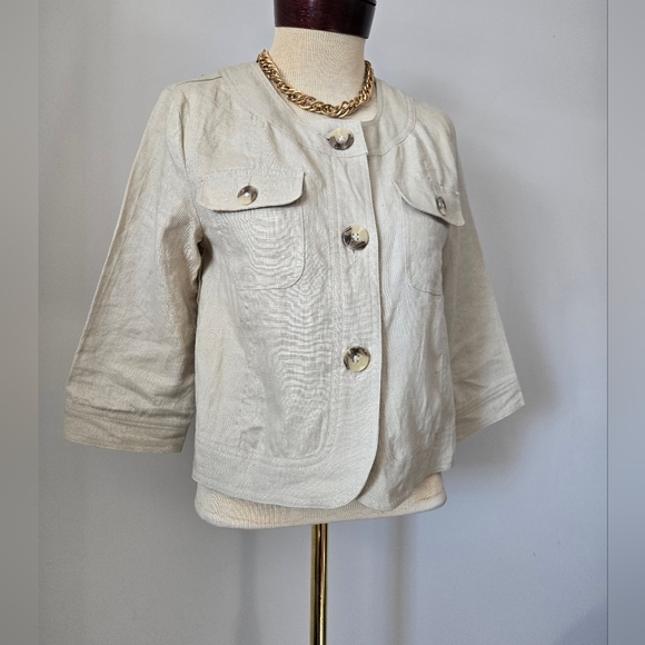 MARVIN RICHARDS cropped Cream Linen Jacket. Size Small - Picture 2 of 11